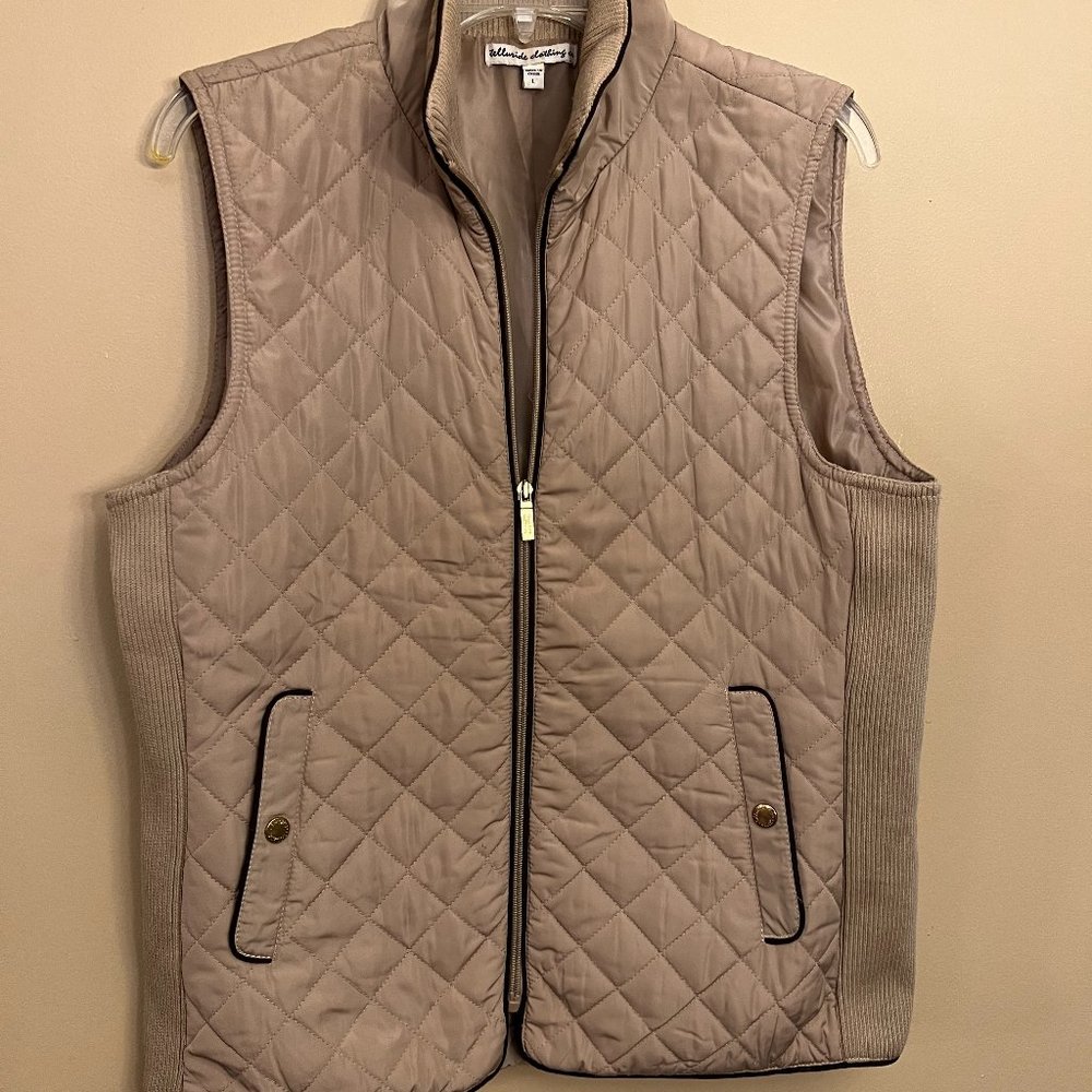Telluride Clothing Co. Women's Quilted Puffer Vest Gold Accents Size Large